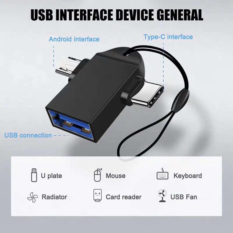 OTG Type C Micro Android USB 3.0 Đa Năng 2 in 1, Kết Nối Thiết Bị Ngoại Vi Với Ổ USB Điện Thoại Android Bàn Phím Chuột Tay Cầm Game, cáp chuyển đổi otg type c, otg type c usb, otg android micro usb, usb otg type c micro usb