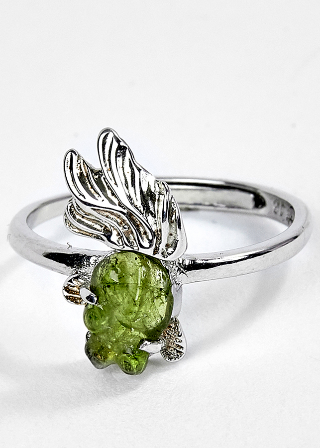Nhẫn Bạc Cá 3 Đuôi Tourmaline Xanh Lá Ngọc Quý Gemstones