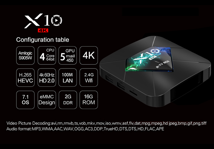 Android TV BOX RAM 2G, Bộ nhớ 16G, xem phim 4K, chơi game, hỗ trợ tính năng tìm kiếm bằng giọng nói mới nhất hiện nay X10