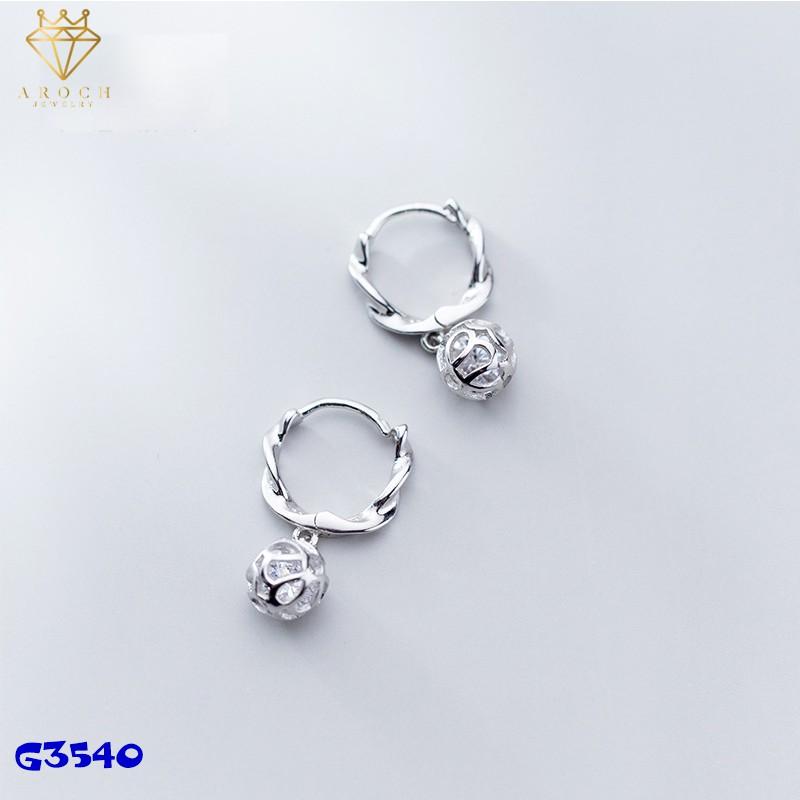 Khuyên tai bạc Ý s925 xoắn bi G3540 - AROCH Jewelry