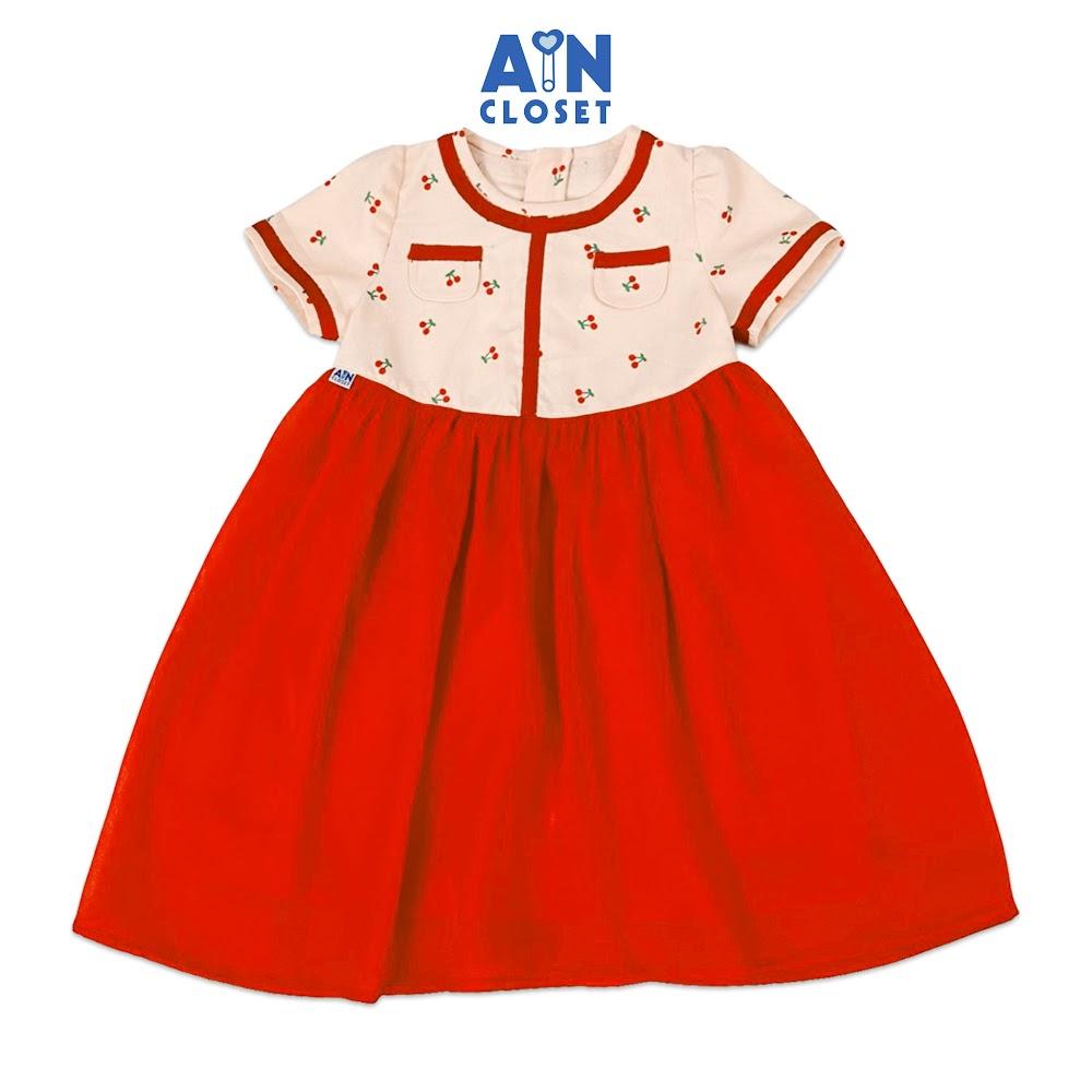 Hình ảnh Đầm bé gái họa tiết Cherry Nhí Đỏ linen - AICDBG6YHAPZ - AIN Closet