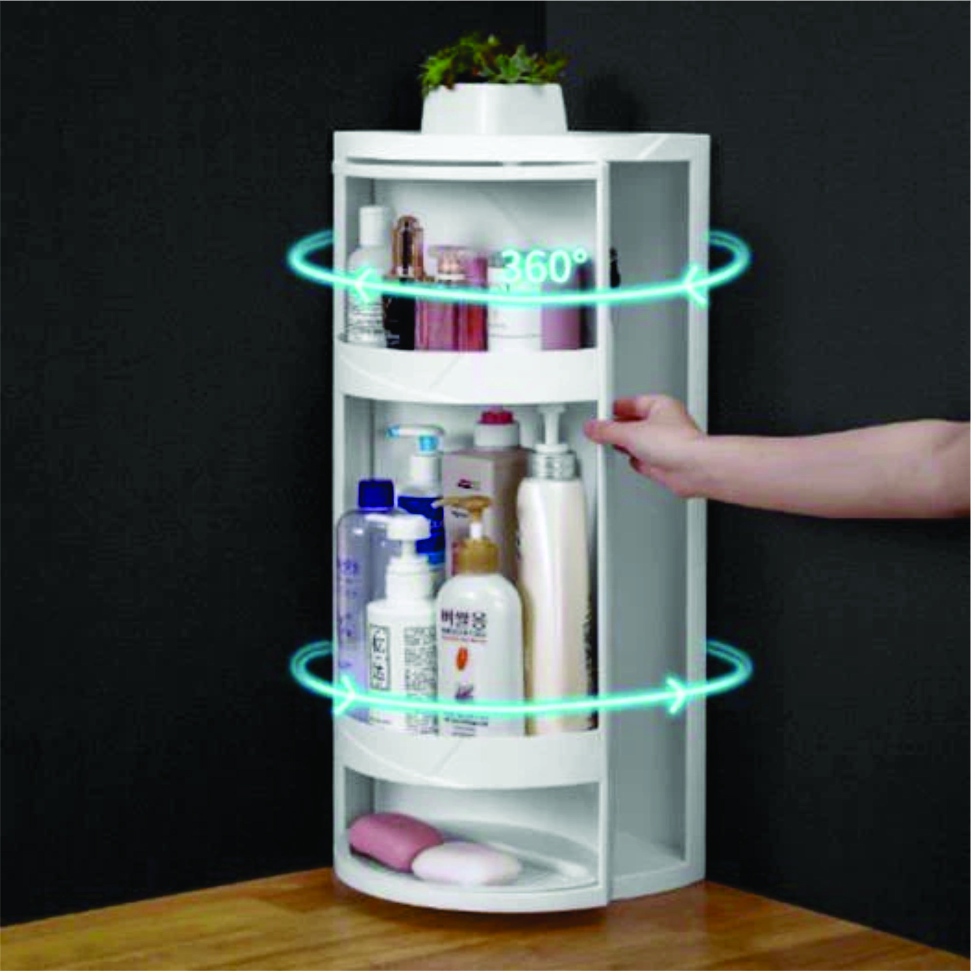 Kệ Góc Xoay 360 Độ Dành Cho Nhà Tắm, Nhà Bếp, Bàn Trang Điểm Bằng Nhựa PP cao cấp chắc chắn