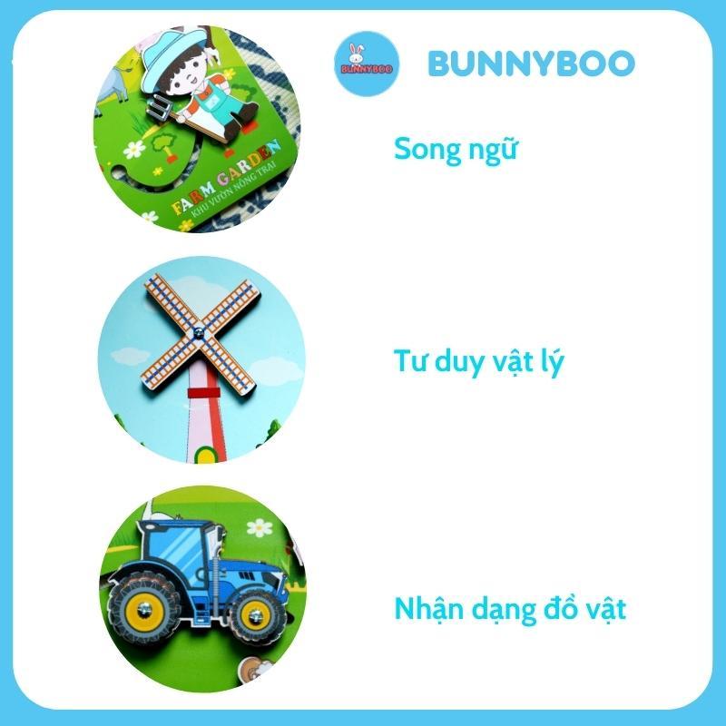 Bảng Bận Rộn Busy board Khu vườn nông trại Đồ chơi giáo dục thông minh xếp hình BUNNYBOO