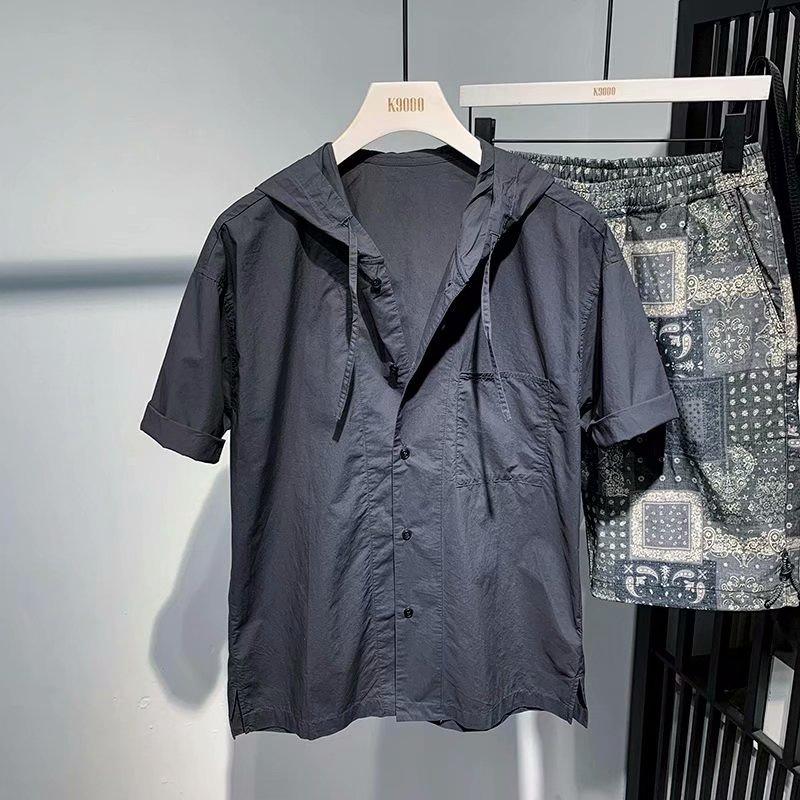 Áo Sơ Mi Nam Ngắn Tay Có Mũ Thời Trang Hàn