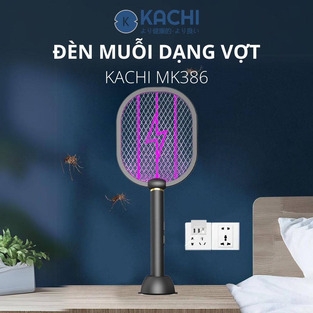 Đèn muỗi có chức năng vợt muỗi Kachi MK386 với đế sạc tích hợp - hàng chính hãng