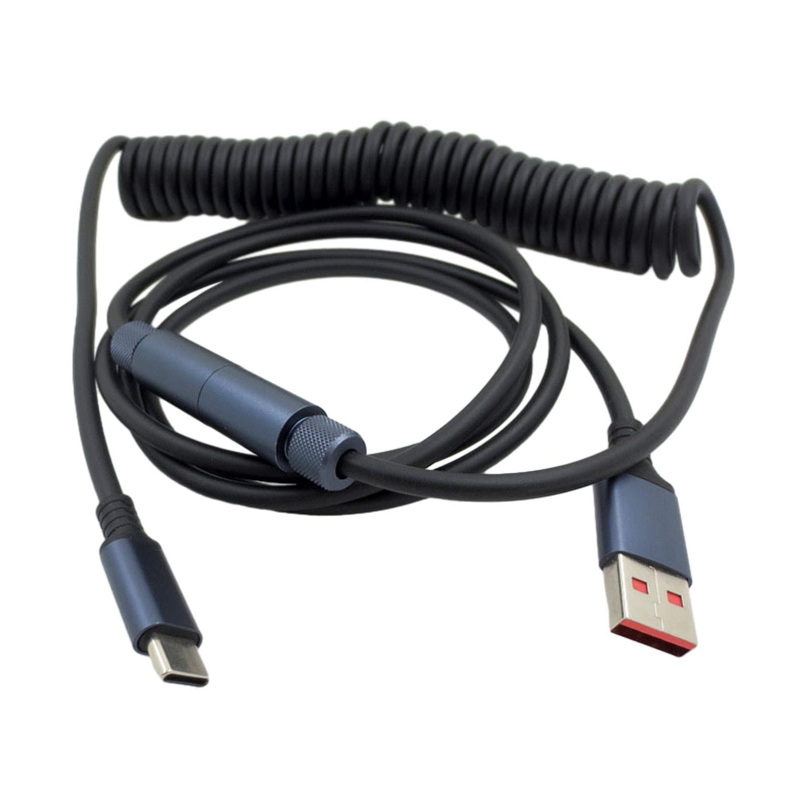 Coiled USB C Cable USB Type C to A Professional Flexible 1.4M Keyboard Cable Stretchable for Mechanical Keyboard Smartphones