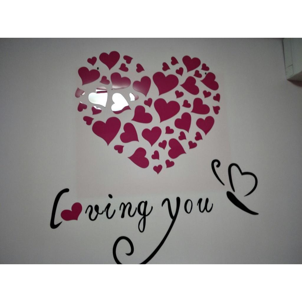 Tranh dán tường mica 3d decor khổ lớn i love you trang trí phòng khách, phòng ngủ, phòng cưới