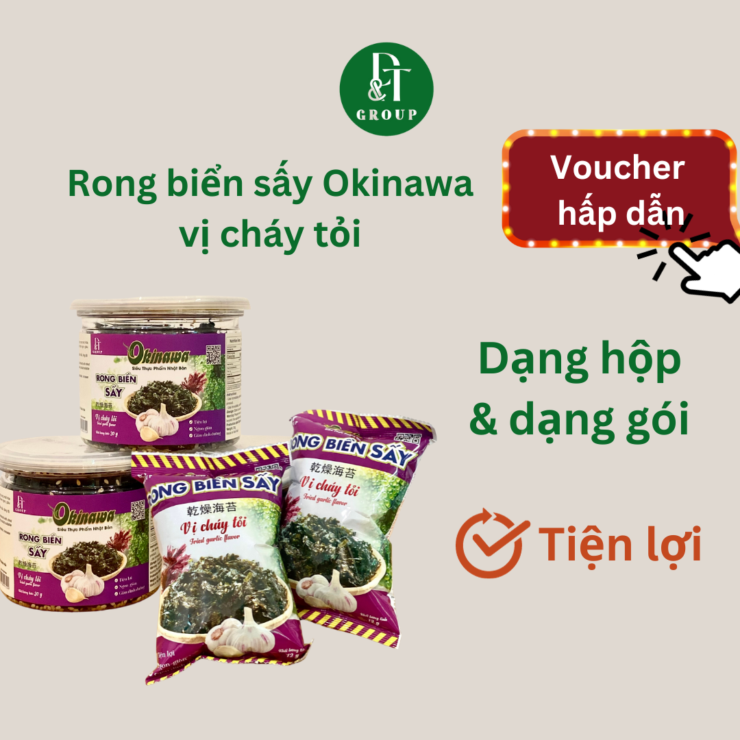 Gói rong biển sấy khô Okinawa vị cháy tỏi - ăn liền DTfood