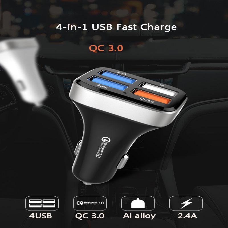 QC 3.0 Sạc nhanh Bộ sạc xe phích cắm Universal 3.1A sạc xe 4 USB QC3.0 Sạc sạc nhanh cho điện thoại