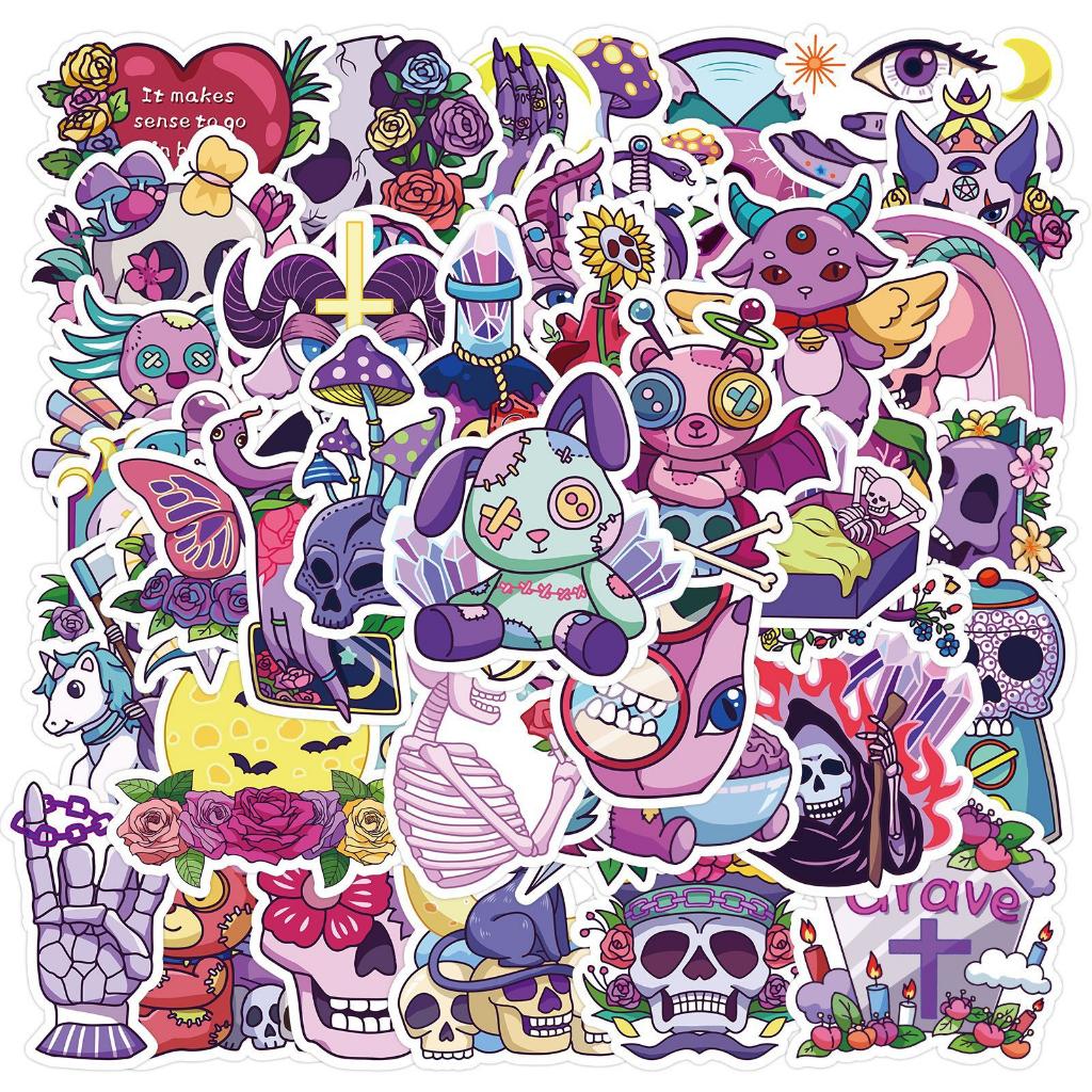 Sticker GOTHIC TONE TÍM CHIBI hoạt hình trang trí mũ bảo hiểm,guitar,ukulele,điện thoại,sổ tay,laptop-mẫu S154
