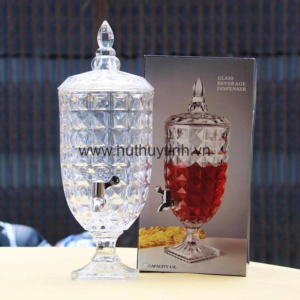 Bình thủy tinh 4,5l cao cấp đựng đựng đồ uống, nước ép hoa quả có vòi