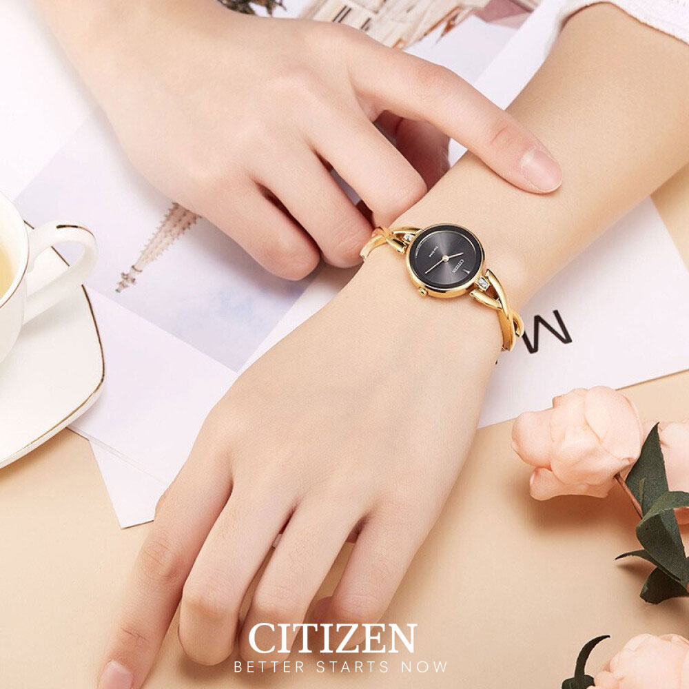 Đồng Hồ Nữ Citizen Đính Đá Swarovski Dây Thép Không Gỉ EX1422-89E - Mặt Đen