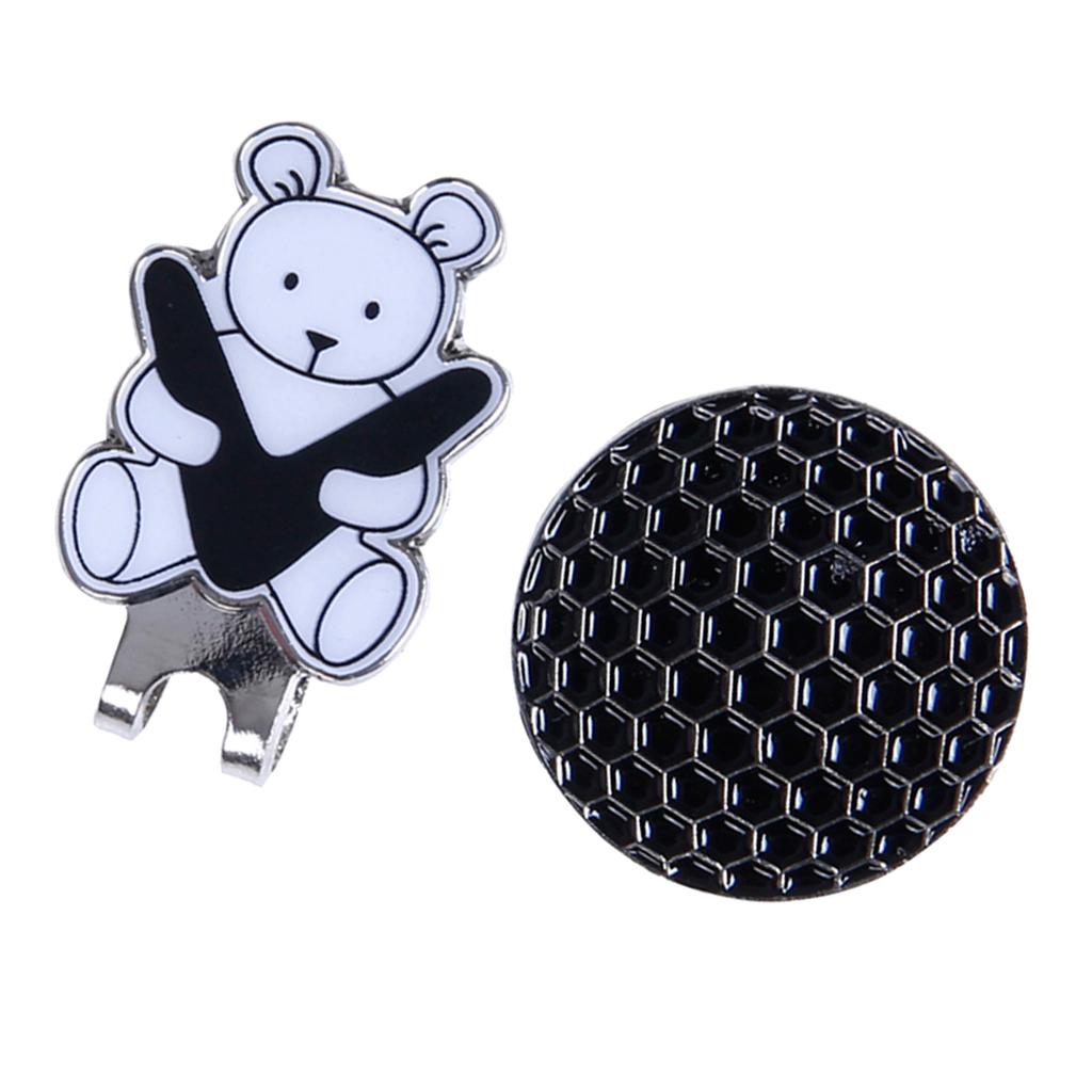 2xGolf Hat Clip with Detachable Magnetic Golf Ball Marker Bear Pattern Black