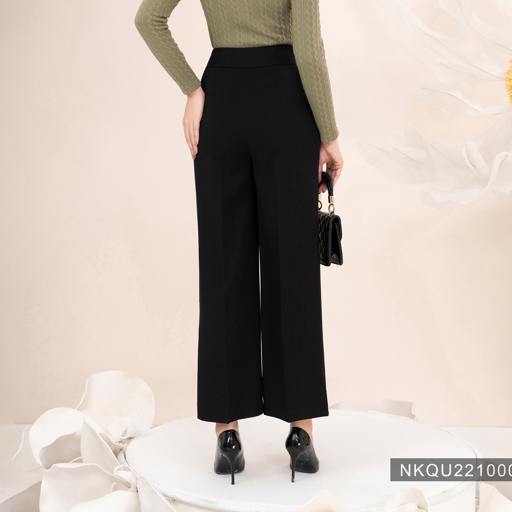 Quần Ống Rộng Cúc Đóng UK Fashion Thiết Kế Thanh Lịch Chất Vải Mềm Mịn Co Giãn Nhập Hàn Cao Cấp NKQU2210002