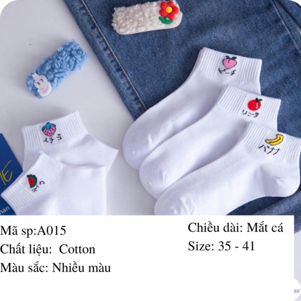 Vớ nữ trăng cổ ngắn họa tiết ngộ nghĩ, sét tất nữ cotton phong cách A18