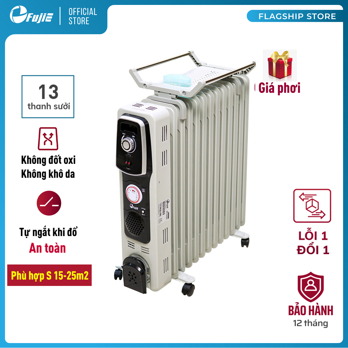 Máy Sưởi Dầu FujiE OFR4613 (2800W) - Hàng chính hãng