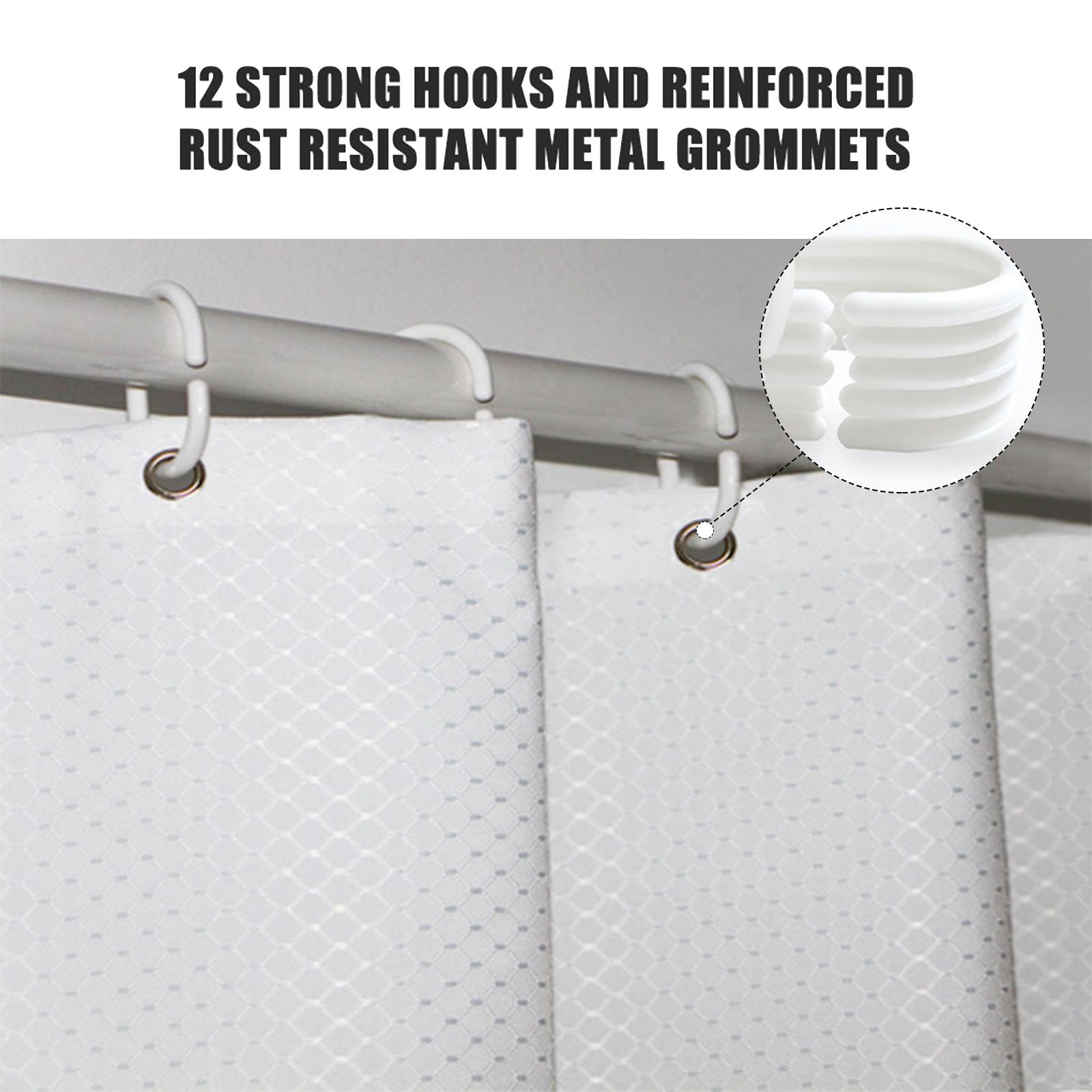 Rèm Phòng Tắm 6 X 6 Ft Bằng Kim Loại Và Móc Treo Không Thấm Nước