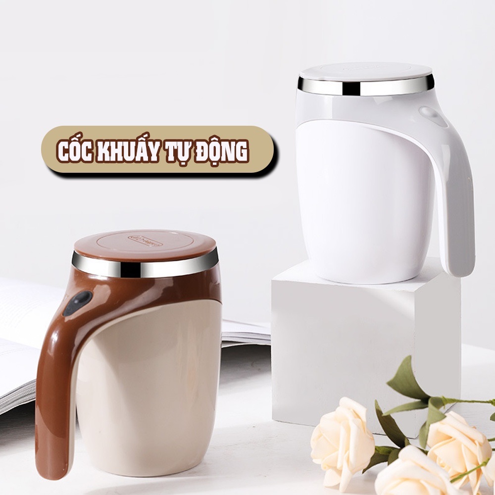 Cốc giữ nhiệt khuấy tự động pha ca phê lõi Inox 304 dung tích 380ml, ly tự khuấy pha trà đồ uống nam châm tiện dụng - Hàng chính hãng dododios