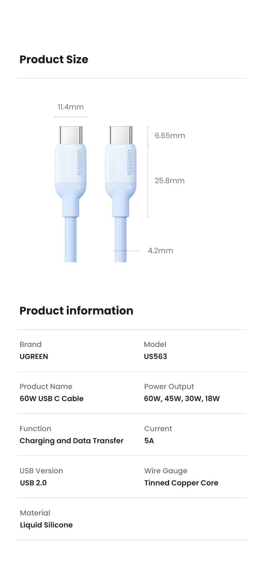 Ugreen UG15282US563TK 60W 0.5M c-c hỗ trợ QC4.0 3A Cáp sạc nhanh - truyền dữ liệu 2 đầu USB-C dây nhựa Màu Đen - HÀNG CHÍNH HÃNG