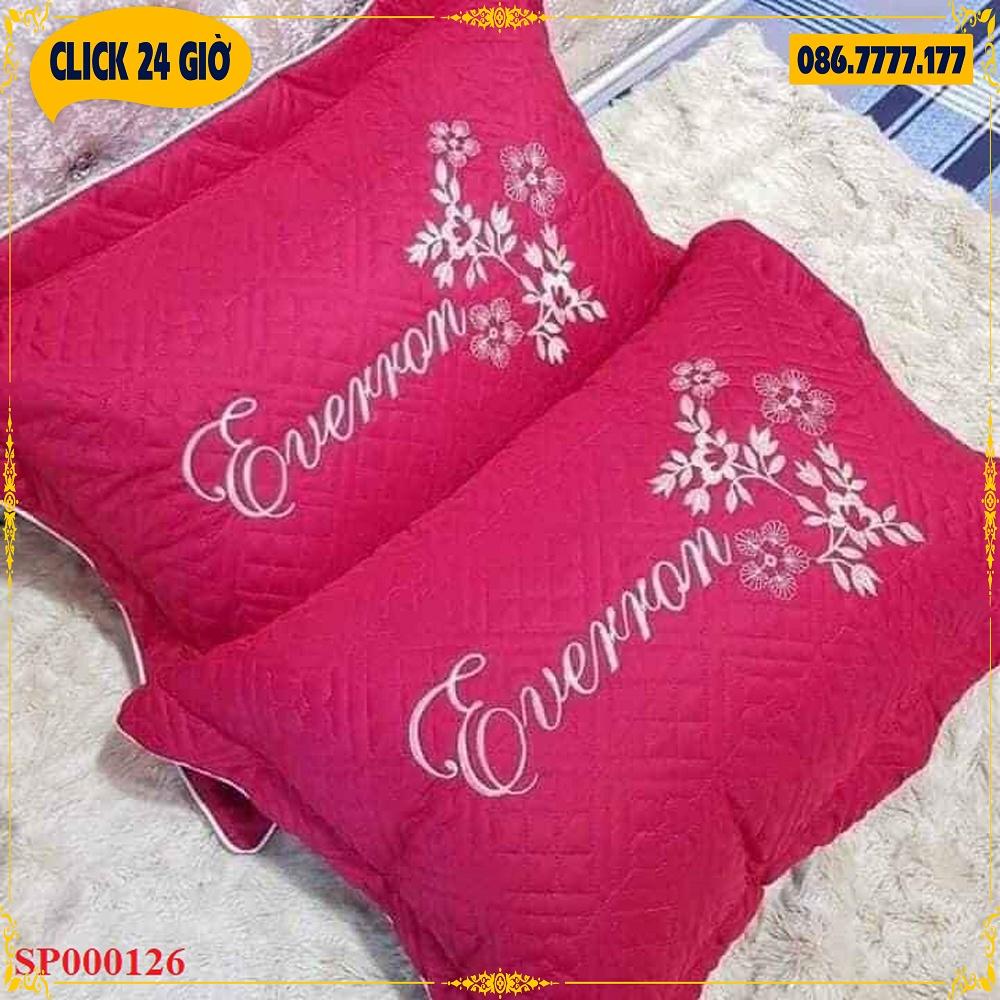 Vỏ Áo Gối Satin Thêu Chần Hoa Đẹp, Hàng loại 1 Không Phai Màu, Không Xù, Có Khóa Kéo, BH 1 đổi 1