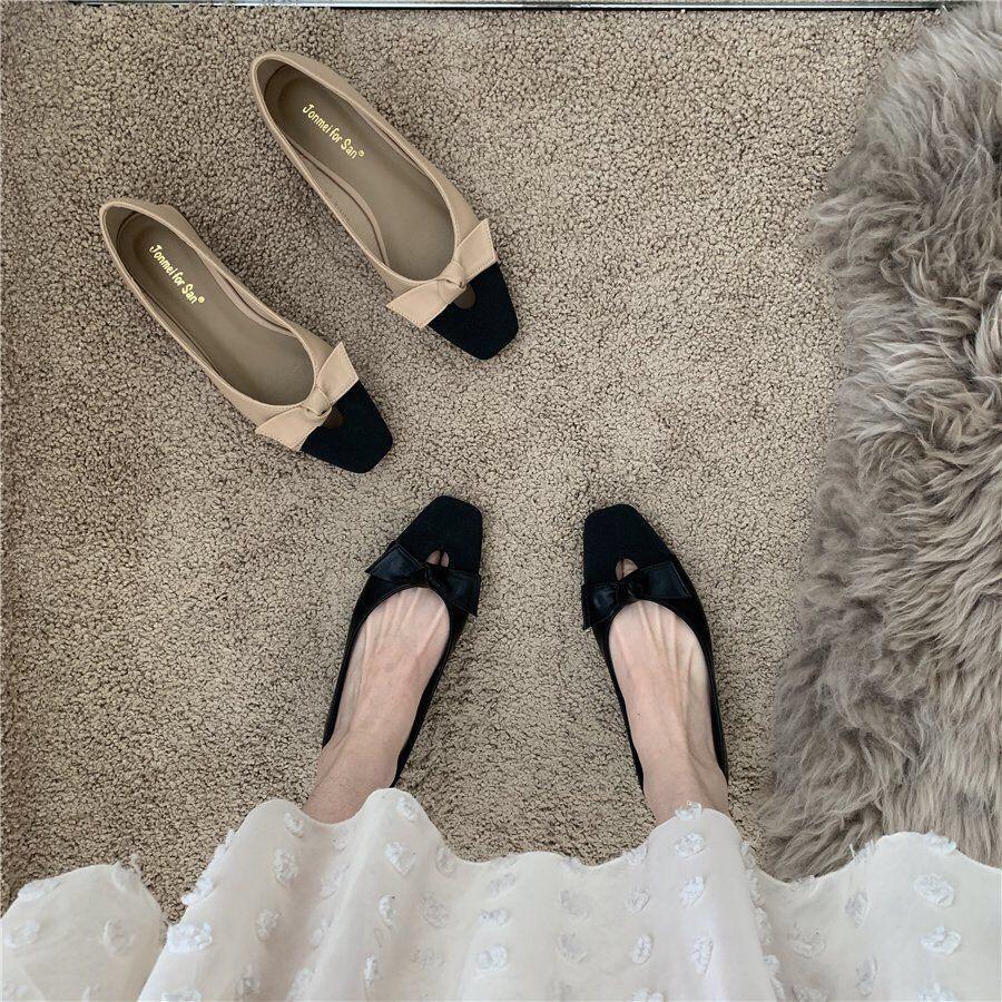 Giày búp bê nơ công sở phối da lộn sang chảnh G080