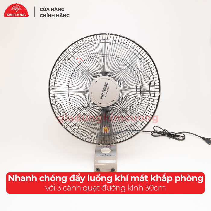 Quạt Treo Tường Giá Rẻ Kim Cương - Quạt Treo Tường 1 Dây - Hàng Chính Hãng