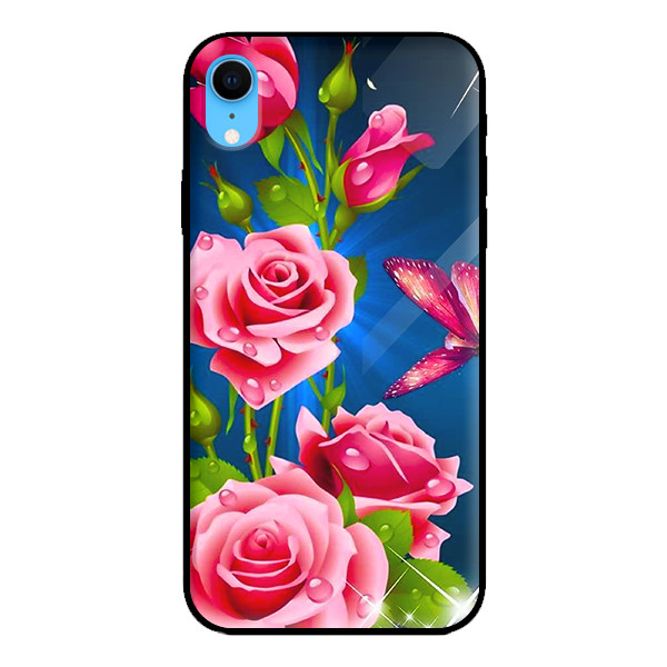 Ốp lưng kính cường lực cho iPhone XR HOA HỒNG 1 - Hàng chính hãng