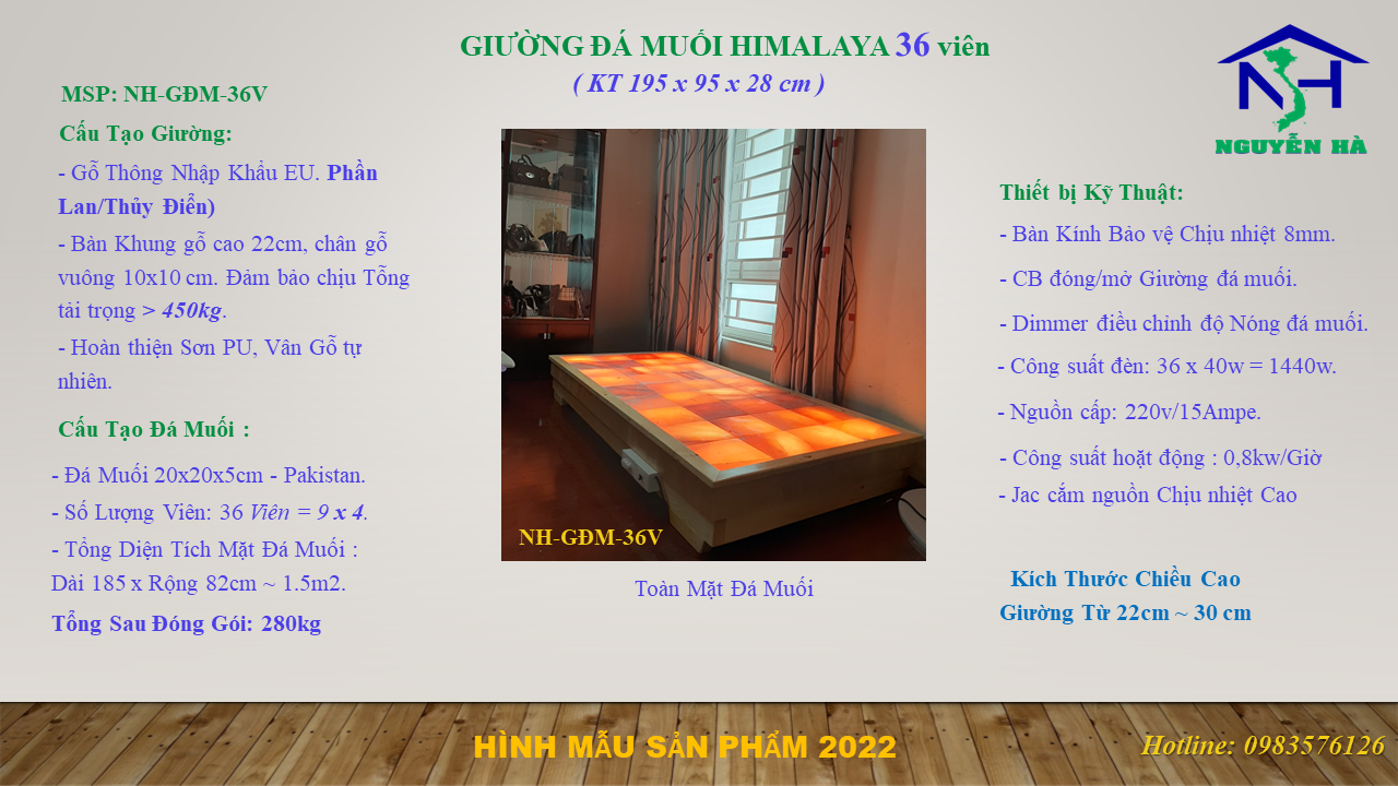 HD_Giường Đá Muối Himalaya Nguyễn Hà 36 Viên_NH-GĐM-36V