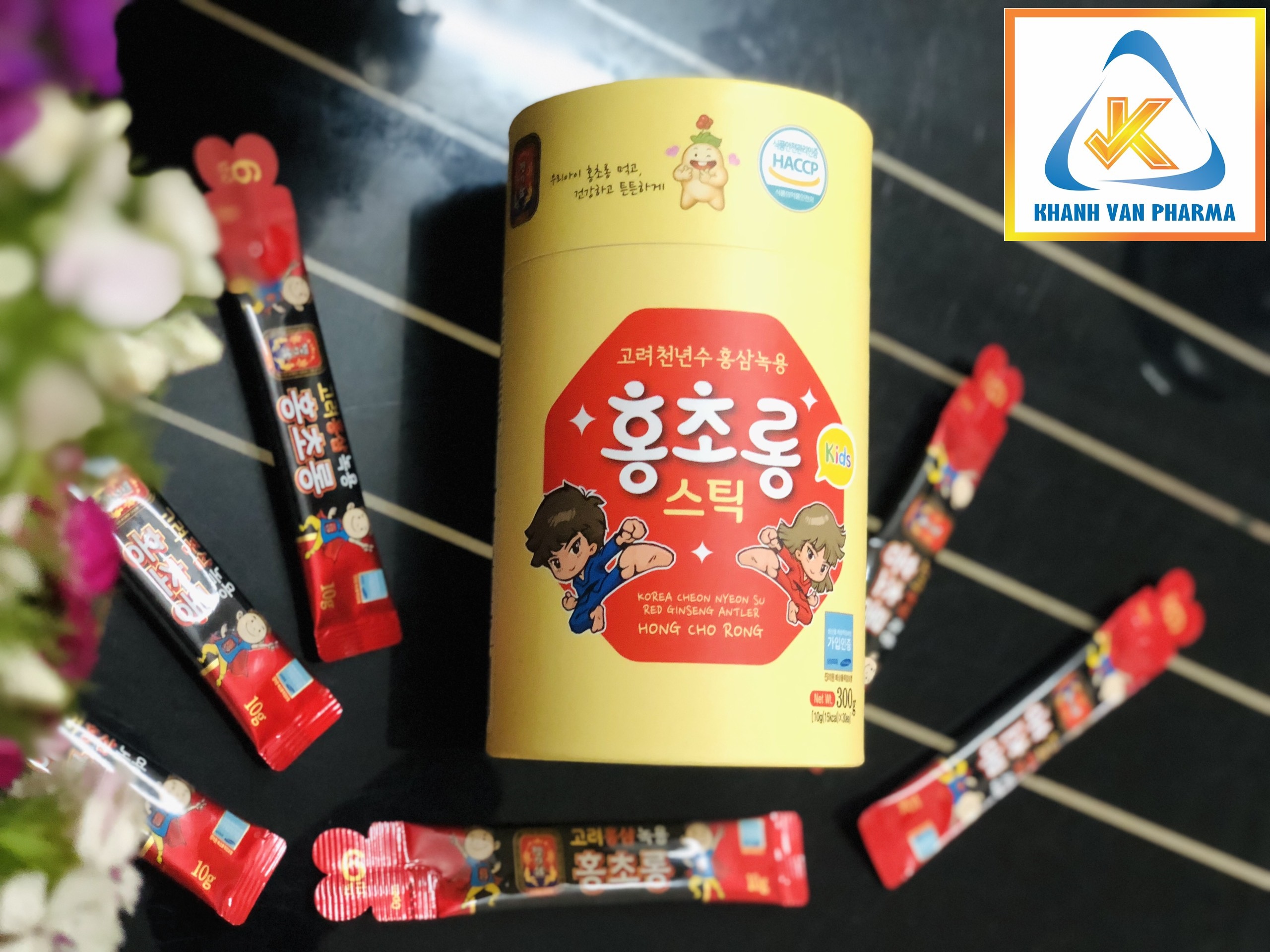Nước Hồng Sâm Nhung Hươu Hàn Quốc Trẻ Em - MYEONG KI SAM - Hàng nội địa Hàn Quốc - nhập khẩu chính ngạch - Hộp 300g - Vị sữa chua, bổ sung thêm vitamin, khoáng chất