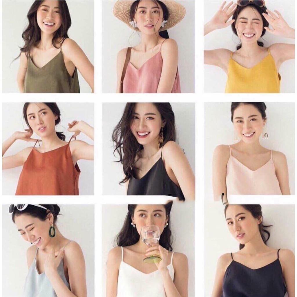 Áo 2 dây cổ tim nhiều màu