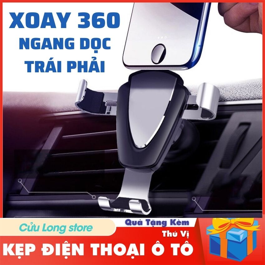 Kẹp Giá Đỡ Điện Thoại Trên Ô tô xoay 360 độ gắn cửa gió thông minh hơi đa năng treo giảm rung lắc rảnh tay lái xe tải SUV