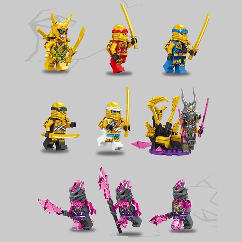 Đồ chơi Lắp ráp Rồng vàng 4 đầu nguyên tố, ZM60011 Four head dragon Ninjago, Xếp hình thông minh, Mô hình rồng