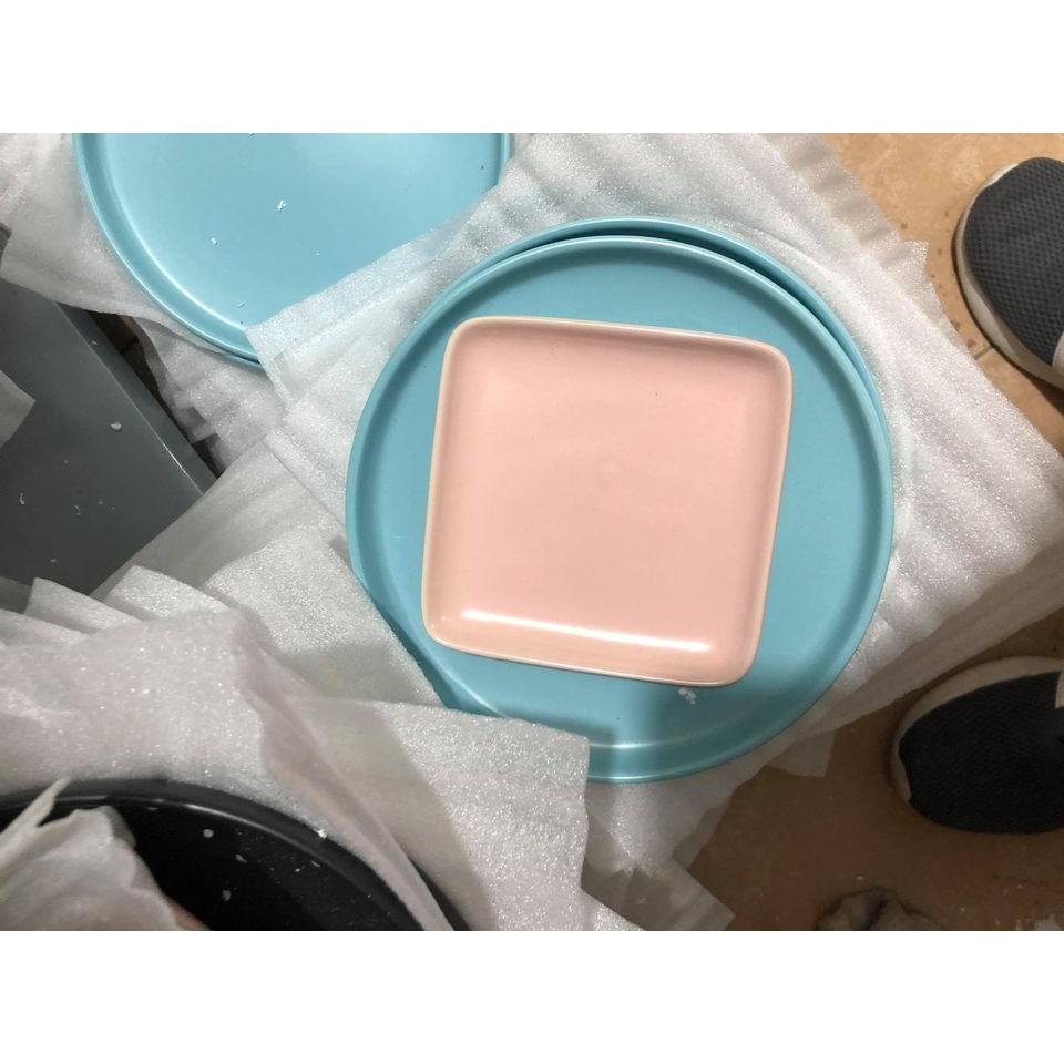 Đĩa tròn phẳng màu pastel phong cách Bắc Âu - Sứ cao cấp, hàng xuất Âu