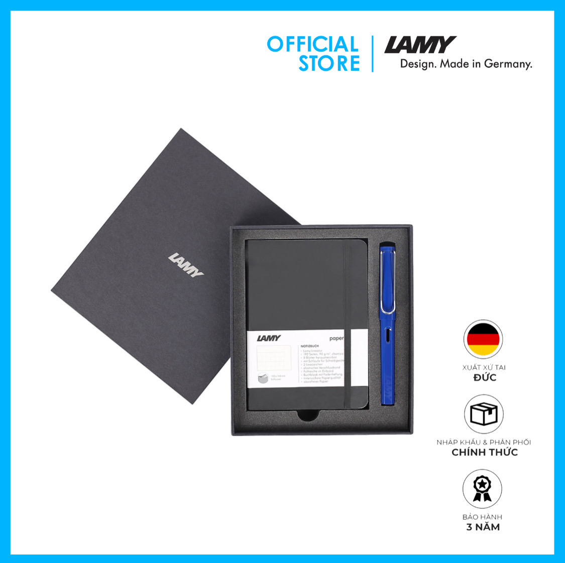 Gift Set Lamy Notebook A6 Softcover Black + Lamy Safari Blue - GSA6-SA008