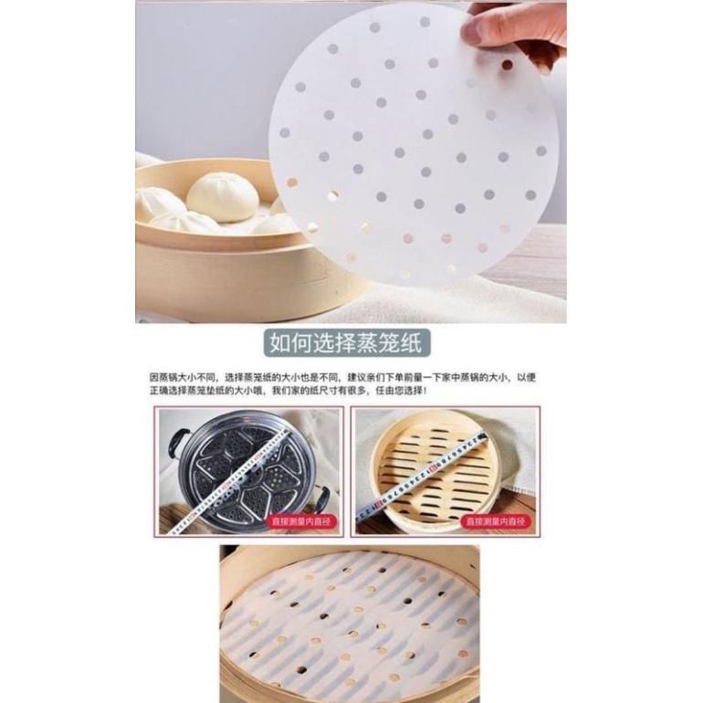 Giấy nến tròn đục lỗ set 400 tờ - dùng lót Xửng hấp và Nồi chiên không dầu