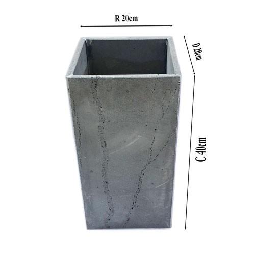 Bộ 3 chậu trồng cây đá ong xám tự nhiên R20xC40,V 20x20cm, V 15x15cm
