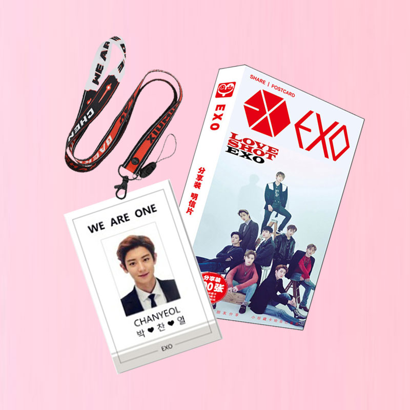 Combo bộ ảnh EXO kèm card Chanyeol EXO và dây đeo thẻ EXO