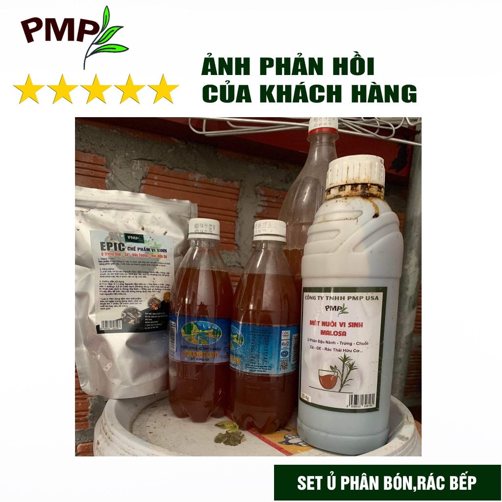 Combo Chế phẩm vi sinh Epic &amp; Mật Rỉ Đường PMP Bộ Ủ Phân Đậu Nành, Trứng, Chuối, Cá, Rác Thải Hữu Cơ