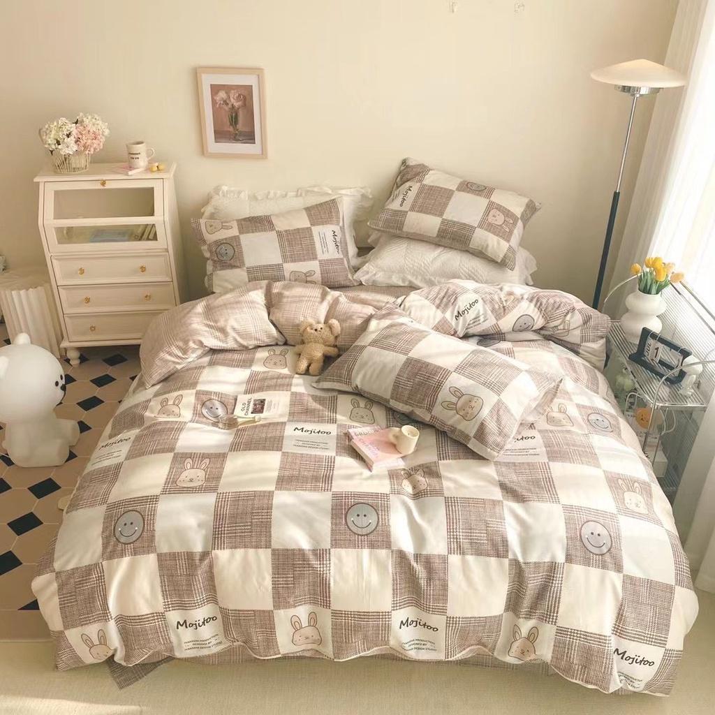 Bộ Chăn Ga Gối Cotton Living HIN BEDDING, Chăn Ga Gối Cotton 100% Cao Cấp Mềm Mịn Thấm Hút Mồ Hôi, Drap Giường Đủ Size