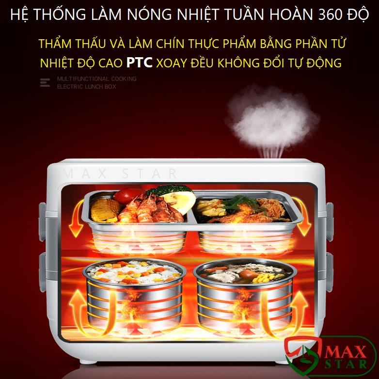 Hộp đựng cơm giữ nhiệt cắm điện inox 2 tầng 4 ngăn Cặp lồng giữ nhiệt cắm điện chính hãng