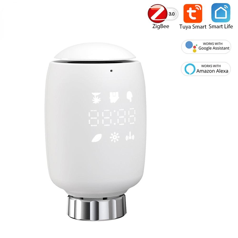 Tuya Zigbee3.0 Thermostatic Radiator Valve Temperature Controller Intelligent Radiator Actuator Support Voice Control Compatible with Alexa Google Assistant