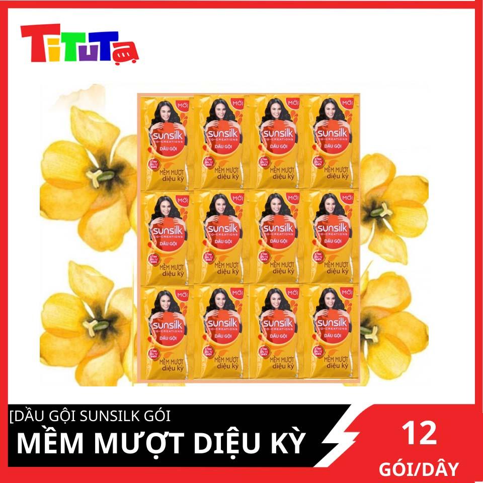 Dầu gội Sunsilk Mềm mượt diệu kỳ (Vàng) Dây 10 gói