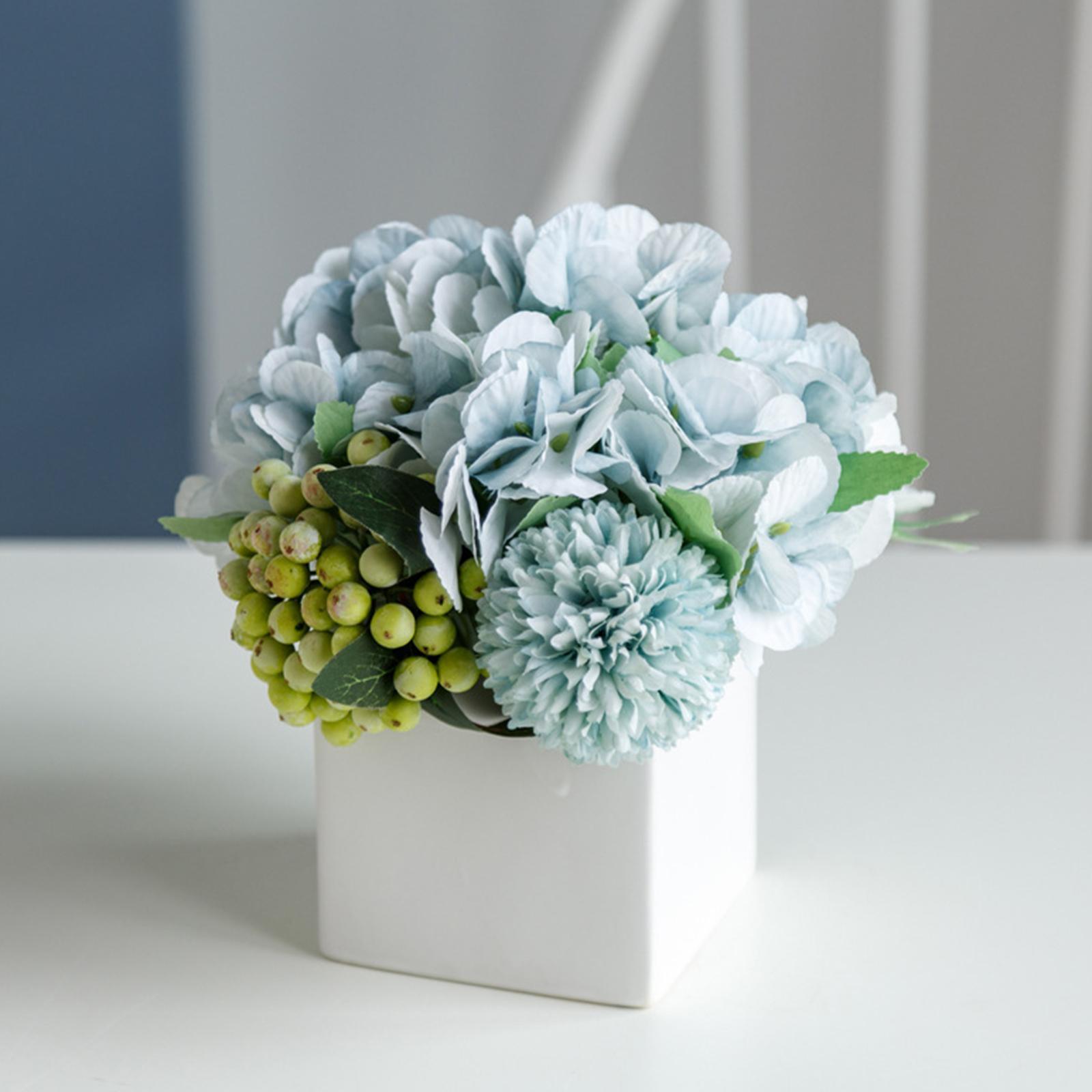 2x Artificial Silk Flowers Hydrangea Flower Arrangements for Decoration