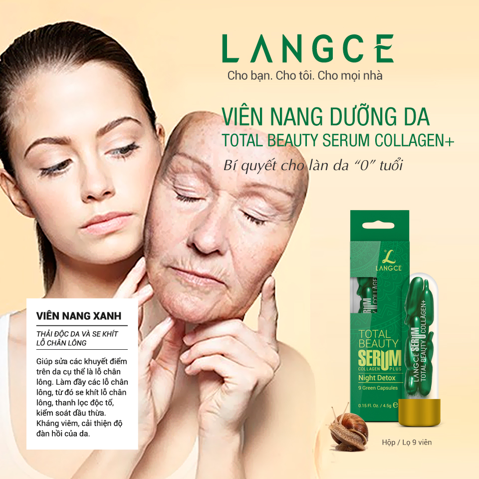 SERUM COLLAGEN+ ĐẸP DA VIÊN NANG XANH (9 VIÊN) LANGCE