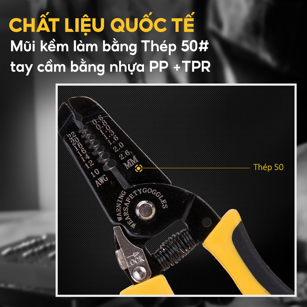 Kềm tuốt dây điện đa năng Deli 7 Inch DL2607- Hàng Chính Hãng