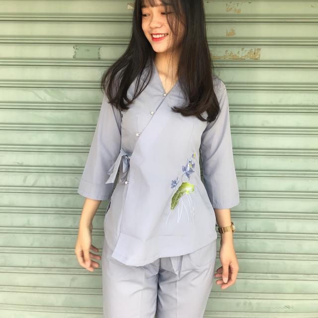 Đồ lam đi chùa.áo lam phật tử .nhật sen