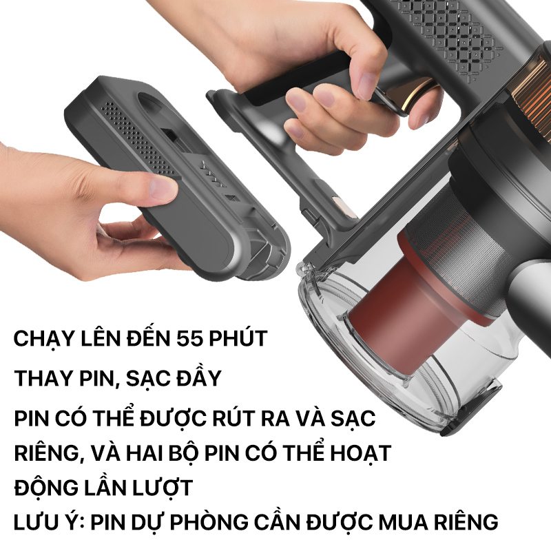 Máy hút bụi không dây Deerma VC80 màn hình thông minh - Hàng Chính Hãng