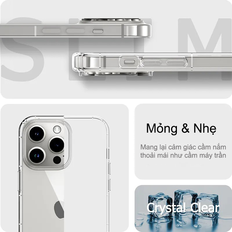 Ốp lưng trong suốt chống va đập cho iPhone 15 Pro Max/ iP 15 Pro/ 15 Plus/ iPhone15 hiệu likgus Crystal - Thiết kế viền dẻo, mặt lưng cường lực chống sốc - Hàng nhập khẩu