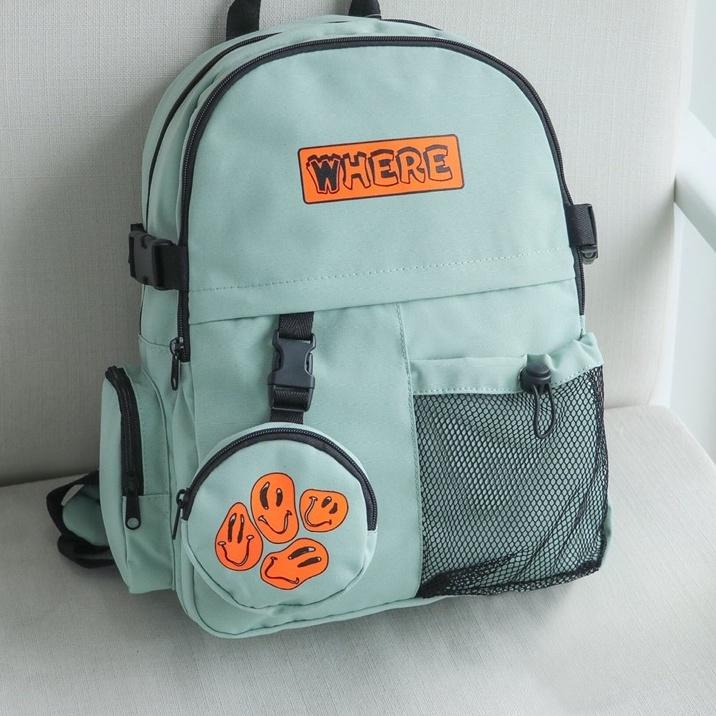 Balo học sinh, sinh viên thời trang unisex với chất dù cao cấp nhẹ bền - BOM