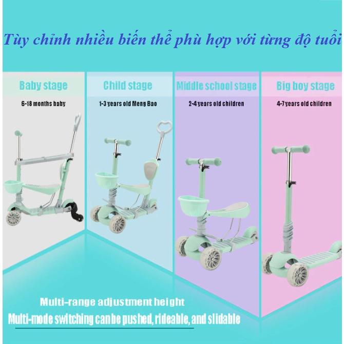 Xe trượt Scooter trẻ em 5in1 PU 3wheels Flashing Swing Car Lifting (từ 1- 3 tuổi)